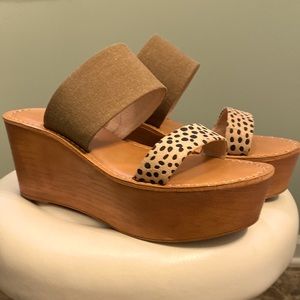 Cute platform wedges. Olive strap and leopard strap.